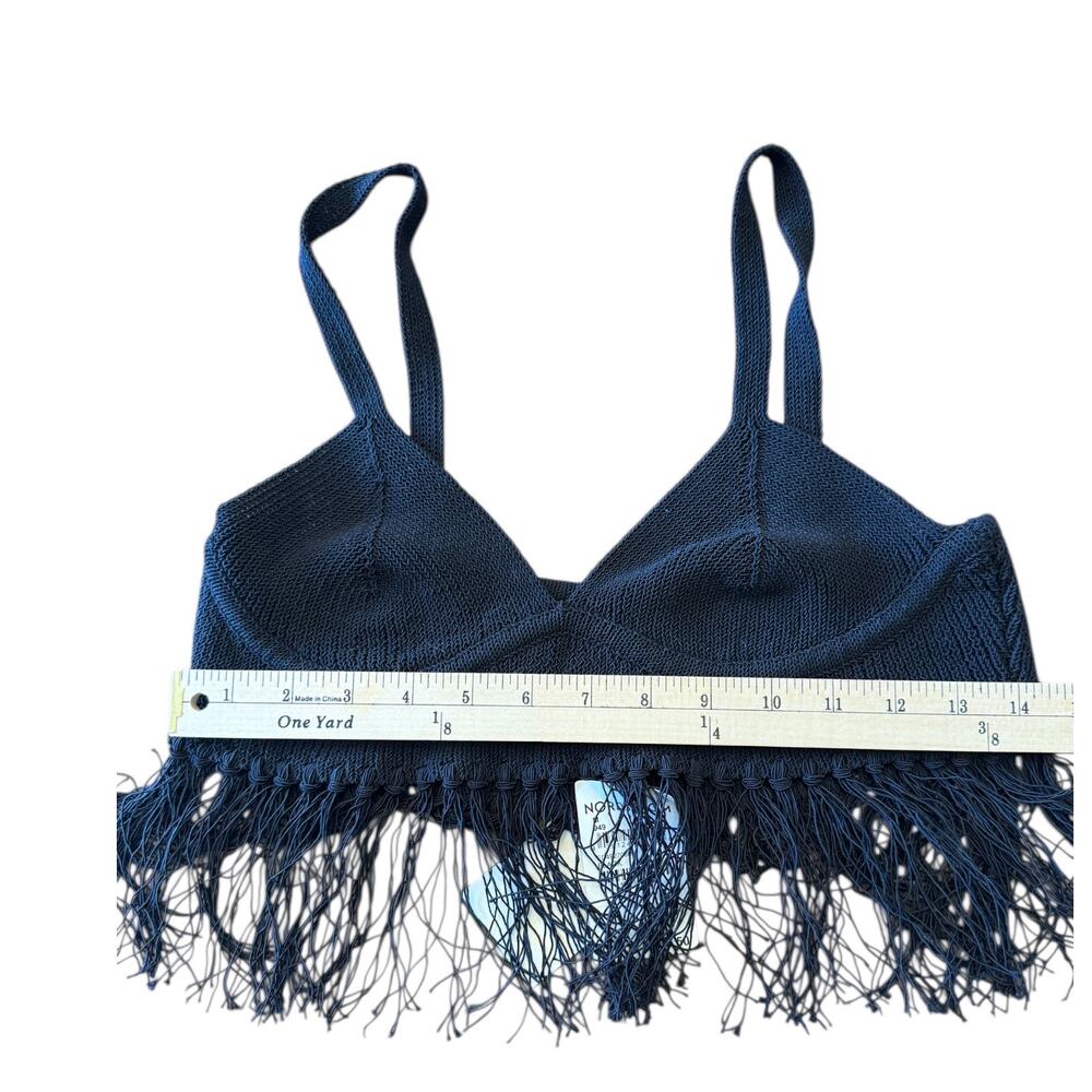 Open Edit Fringe Sweater Bralette Black Knit Crop Festival Boho Nordstrom M NWT - Picture 7 of 10